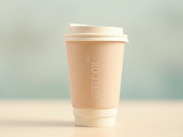 KeepCup reusable coffee cup in soft sandstone color with Southern Shores Café logo